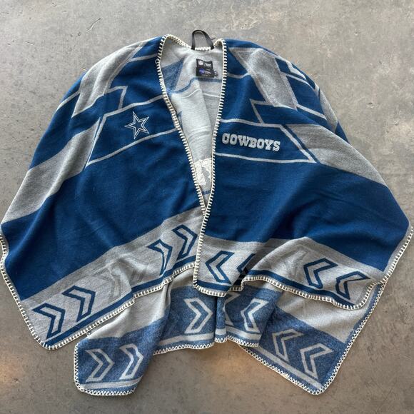 Vintage Y2K NFL Dallas Cowboys Team Apparel Whipstitch Poncho Blue Grey OS - Picture 2 of 5